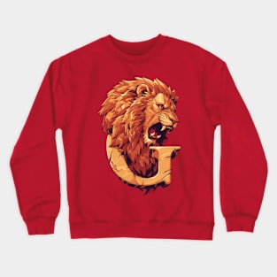 Roaring Lion and the Letter G - Lion Head - Fantasy Crewneck Sweatshirt